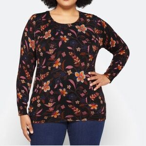 Daniel Rainn Size 3x Black floral crewneck sweater
